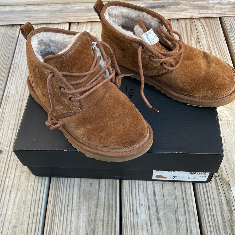 UGG Neumel Chestnut Suede Shearling Chukka Boots Men’s Size 7
